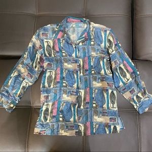 Vase Pattern Button Down Blouse